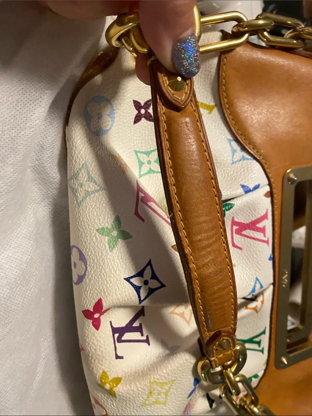Louis Vuitton Multicolor Monogram Canvas Clutch with Tan Leather Trim